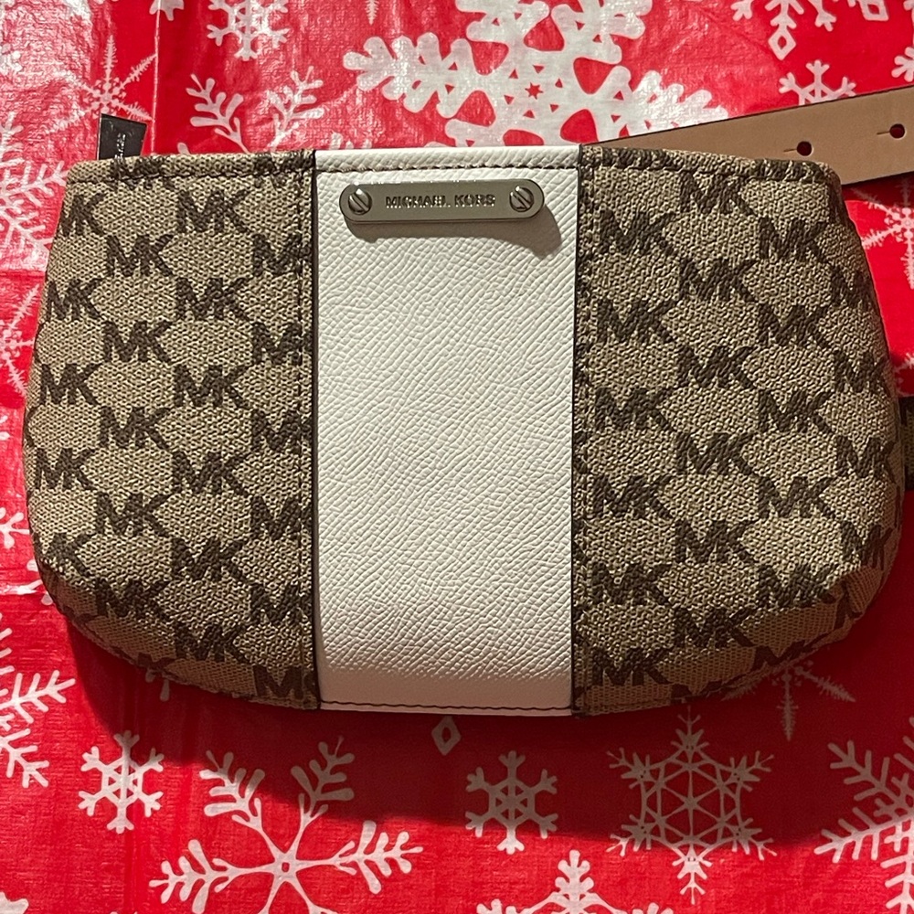 Michael Kors Tan and White Clutch